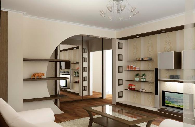 Арки из гипсокартона в гостиной