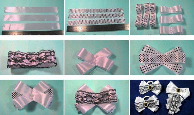 Контрастный черно-белый бант из лент своими руками
