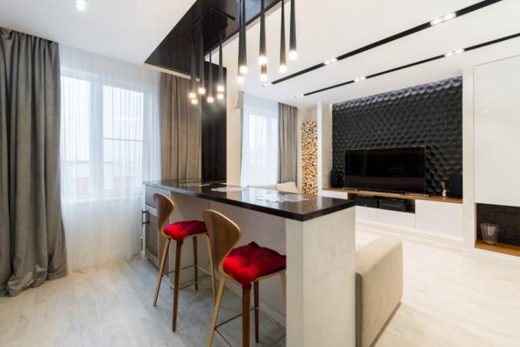 Барные стойки в интерьере кухни - фото