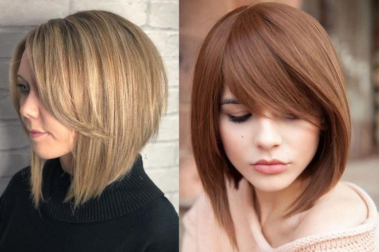 Удлиненное боб каре с косой челкой