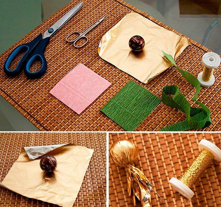 Розы - букеты из конфет своими руками