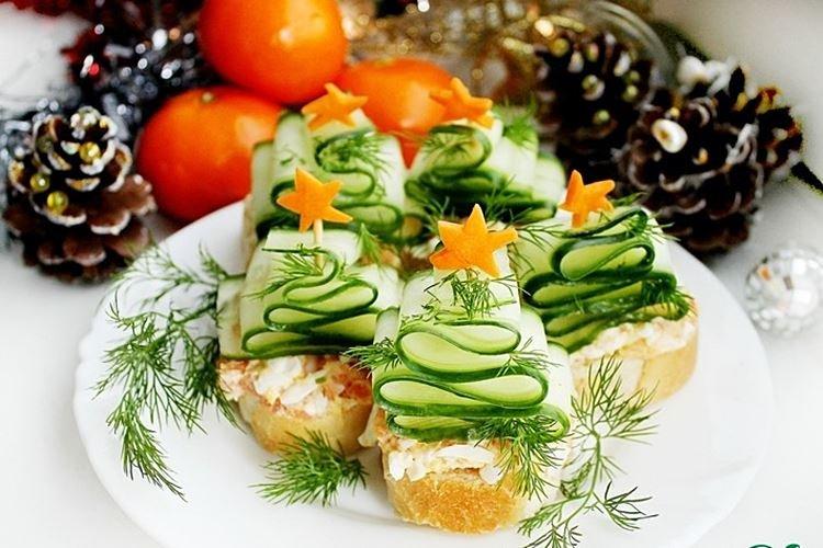 Бутерброды-елочки на Новый год 2021 - рецепты