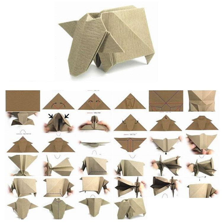 Объемный бычок из бумаги