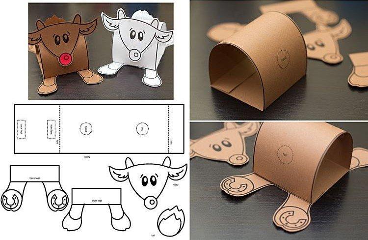 Новогодний бычок из бумаги