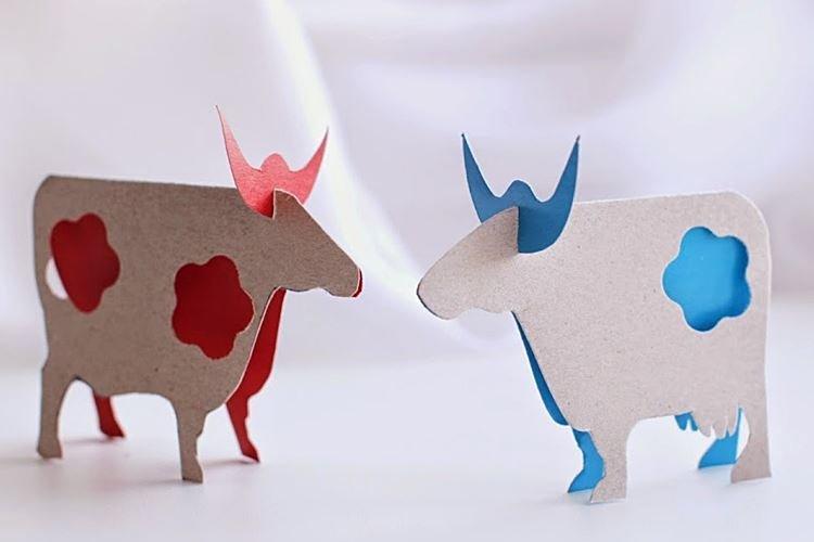 Бычок из бумаги на Новый год 2021 - фото и идеи