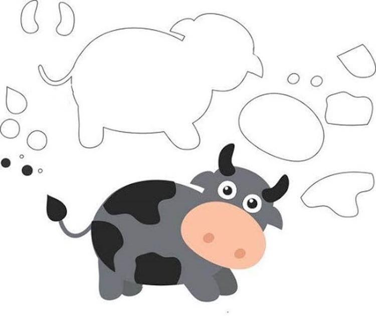 Плоский бычок-аппликация из фетра своими руками