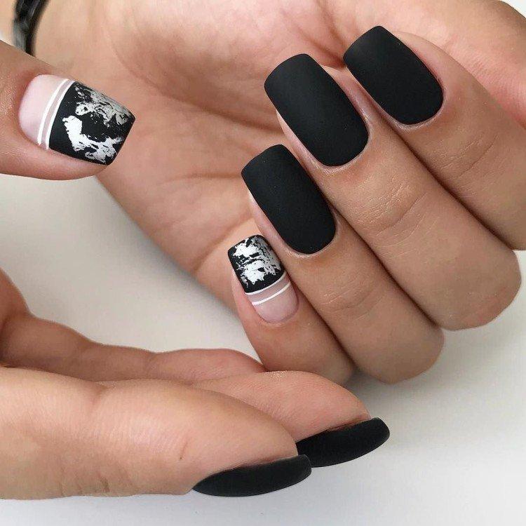 Матовое покрытие - Черно-белый маникюр