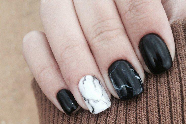 Мрамор - Черно-белый маникюр