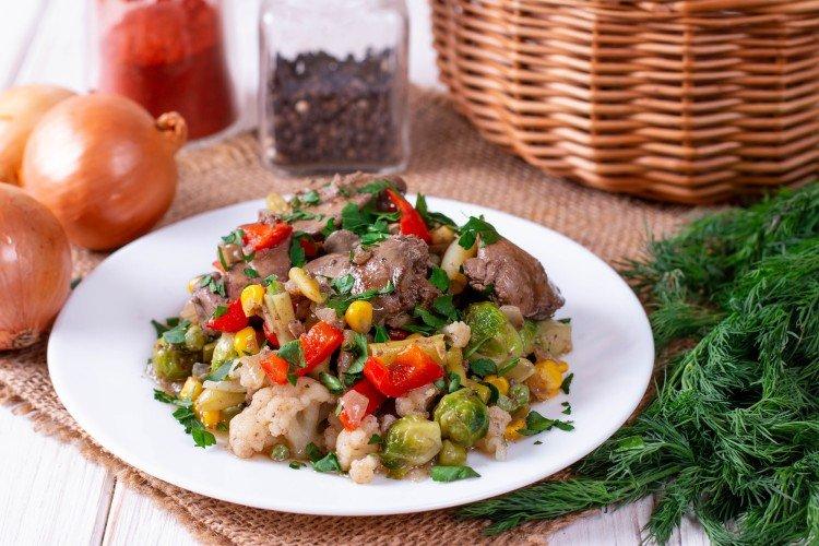 Овощное рагу с куриной печенью - Что приготовить из куриной печени