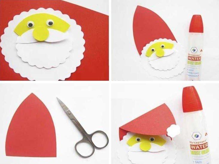 Дед Мороз из бумаги для открыток своими руками