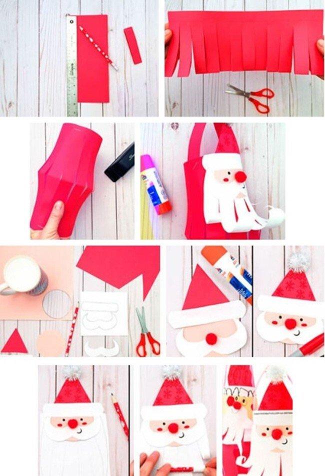 Дед Мороз в виде бумажного фонарика своими руками