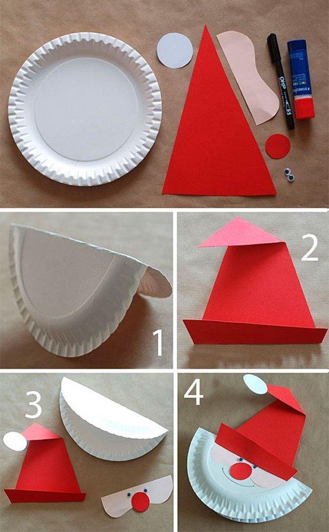 Дед Мороз из одноразовой тарелки своими руками в детский сад и школу