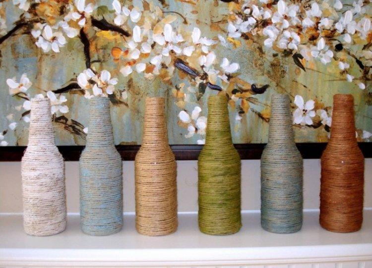 Украшение нитками - Декор бутылок своими руками