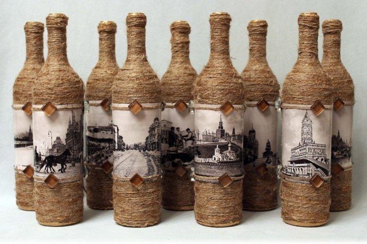 Декор бутылок своими руками - фото и идеи