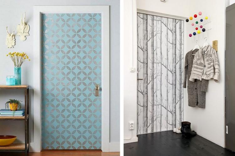 Оклейка обоями - Декор старых дверей своими руками