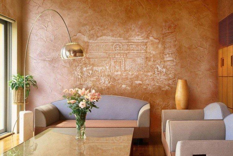 Декоративная штукатурка в интерьере - фото