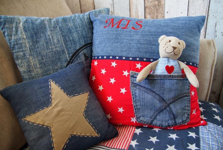 Джинсовые подушки - Выкройки и идеи для декоративных подушек своими руками