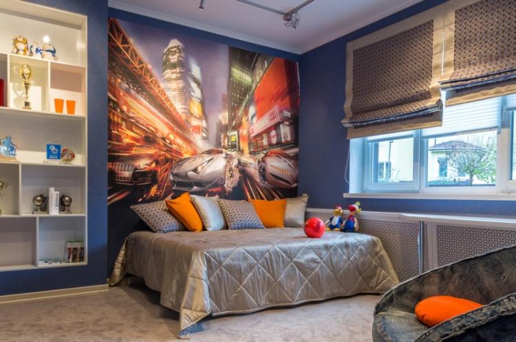 Синяя детская комната для мальчика - Дизайн интерьера