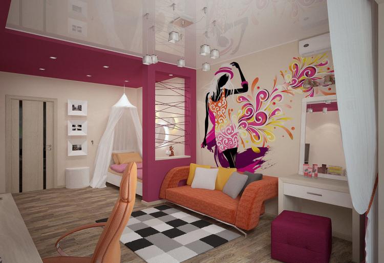 Зонирование - Дизайн детской комнаты для девочки