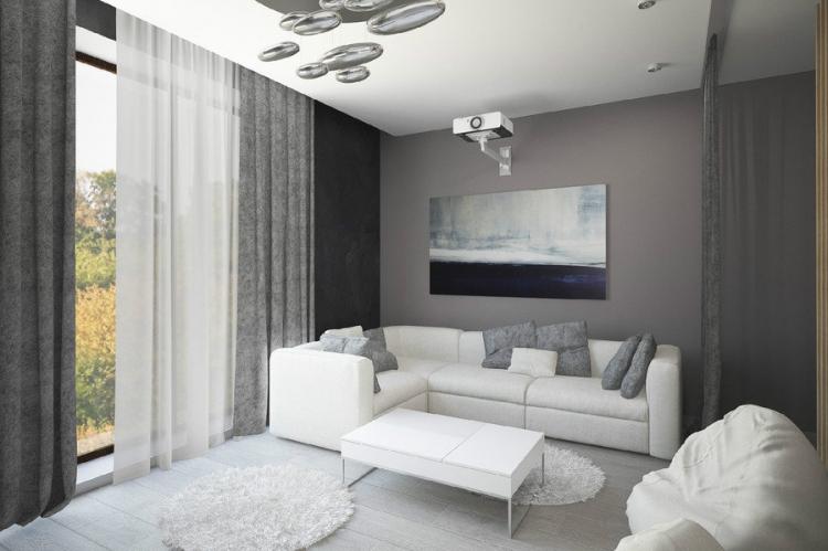Серая гостиная 18 кв.м. - Дизайн интерьера