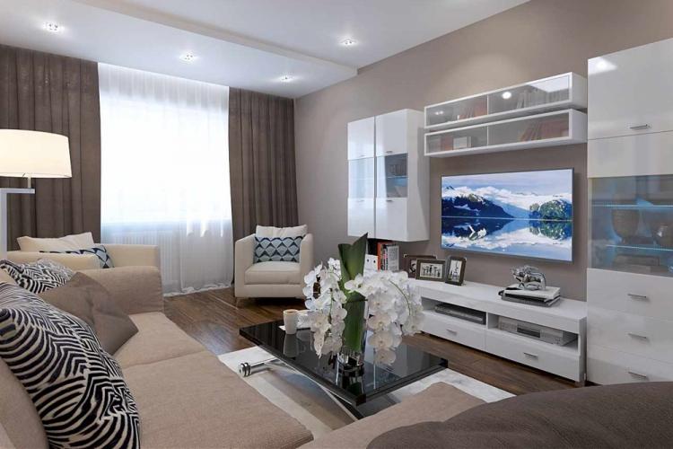 Дизайн гостиной 18 кв.м. - фото реальных интерьеров