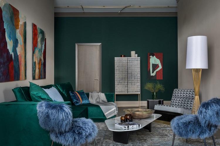 Зеленая гостиная - Дизайн интерьера 2019