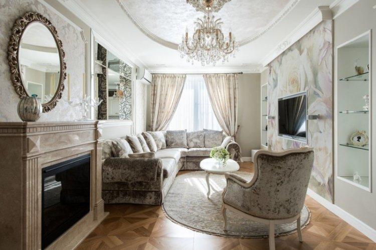 Отделка пола - Дизайн гостиной в классическом стиле