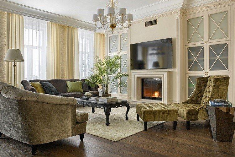 Гостиная в классическом стиле - дизайн интерьера фото