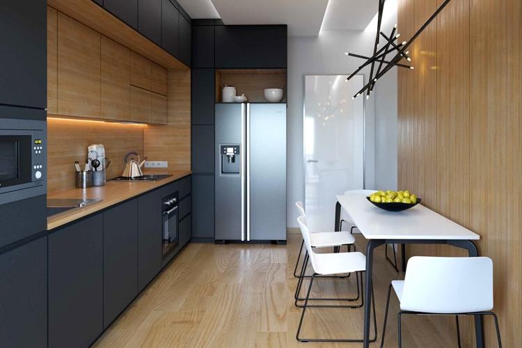 Черная кухня 10 кв.м. - Дизайн интерьера