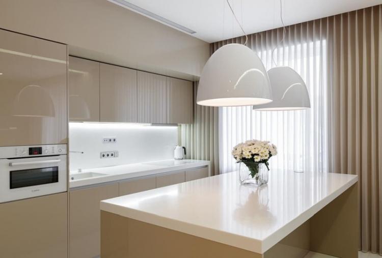Бежевая кухня 11 кв.м. - Дизайн интерьера