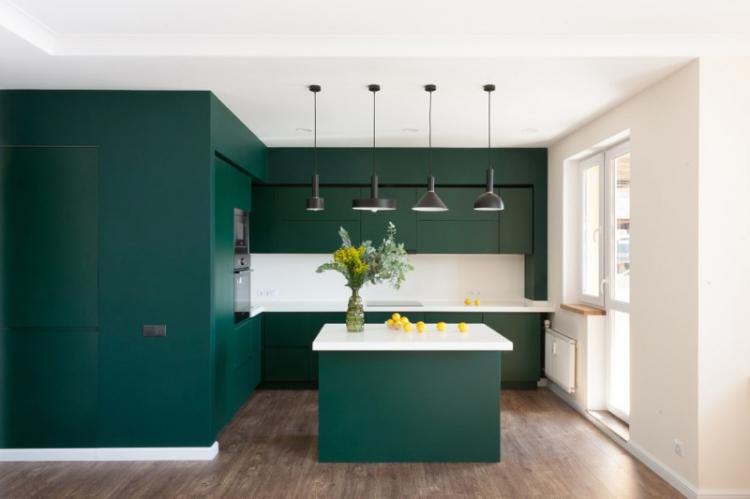 Зеленая кухня 13 кв.м. - Дизайн интерьера