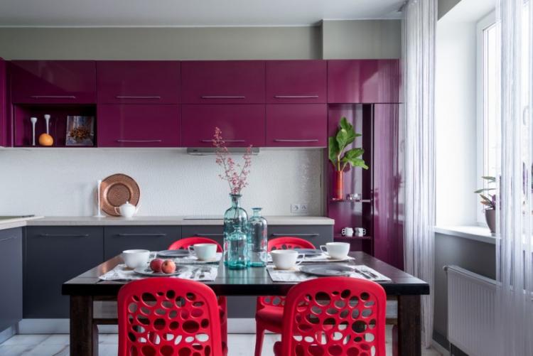 Фиолетовая кухня 13 кв.м. - Дизайн интерьера