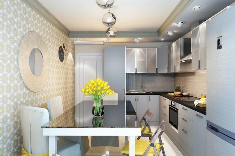 Отделка потолка - Дизайн кухни 7 кв.м.