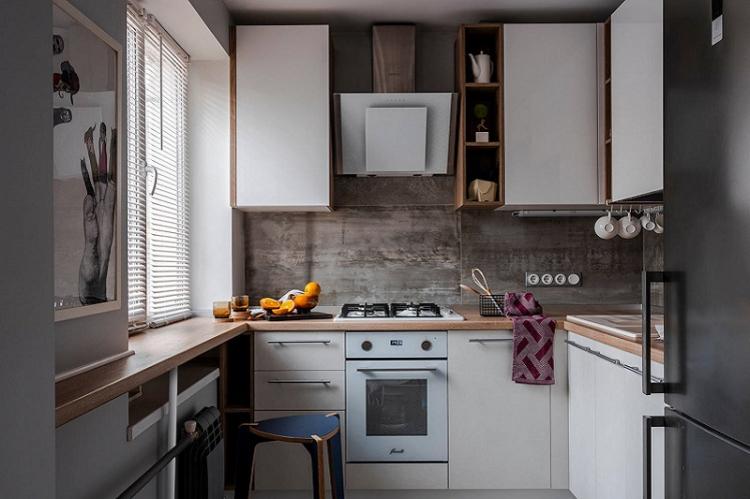 Функциональный подоконник - Дизайн кухни 9 кв.м.