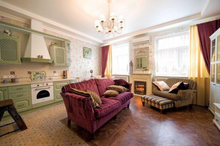 Кухня-гостиная 20 кв.м. в стиле прованс - Дизайн интерьера