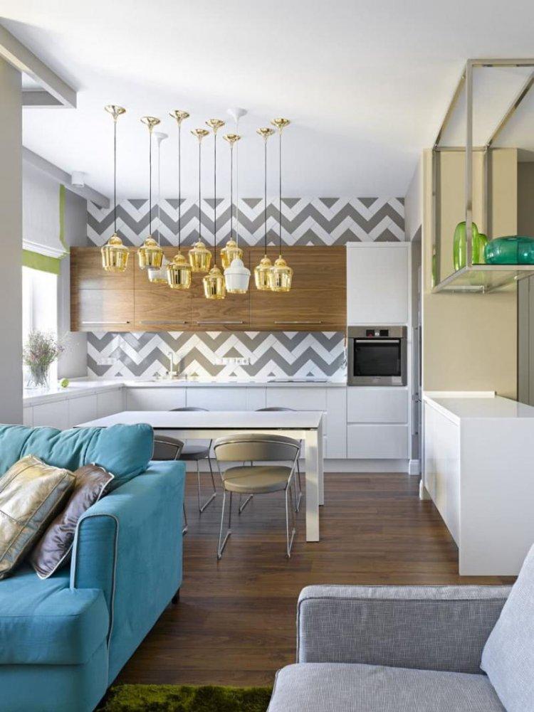 Кухня-гостиная 20 кв.м. - Дизайн интерьера фото