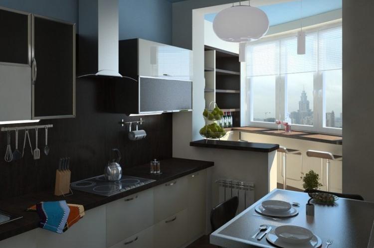 Дизайн маленькой кухни с балконом