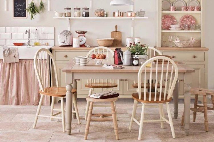 Розовая кухня в стиле кантри - Дизайн интерьера