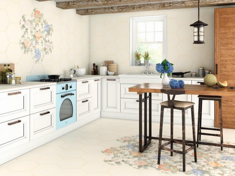 Отделка пола - Дизайн кухни в стиле прованс