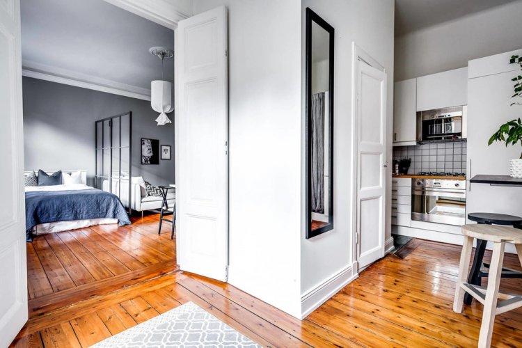 Акцент на пол - Дизайн квартиры в скандинавском стиле