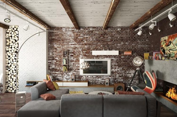 Гостиная - Дизайн квартиры в стиле лофт