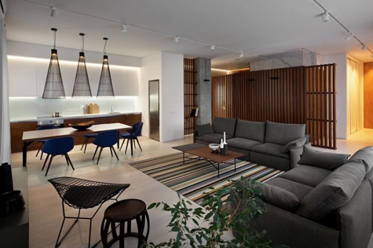 Дизайн квартиры-студии «Wood & Marble»