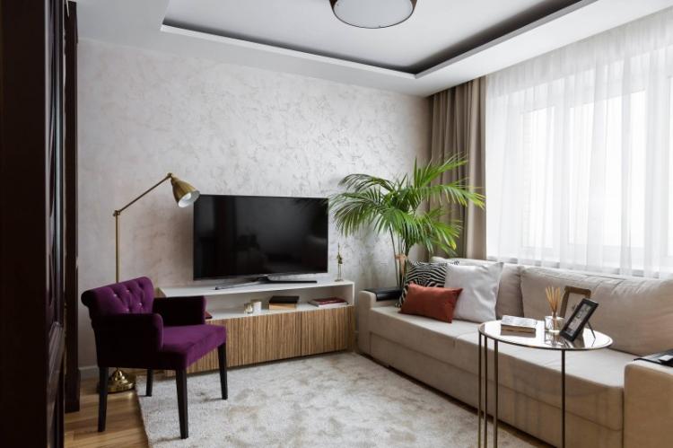 Оригинальное оформление потолка - Дизайн маленькой гостиной