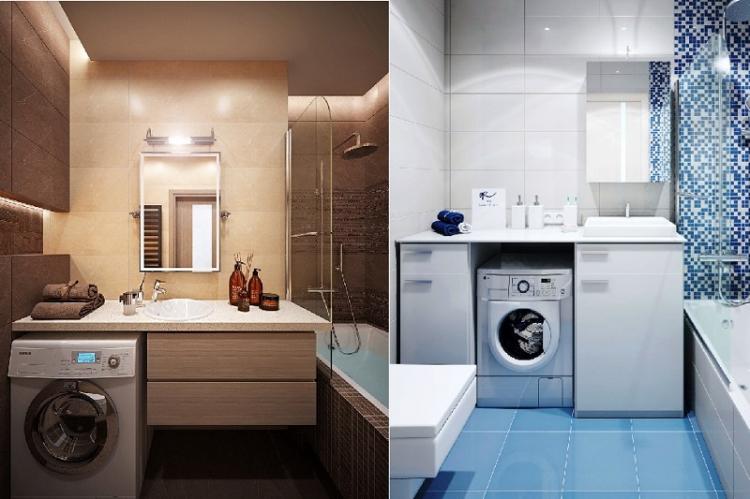Куда поставить стиральную машину - Дизайн маленькой ванной комнаты