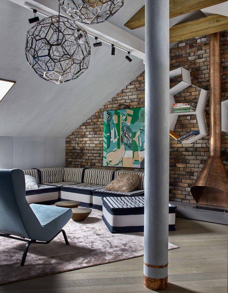 Мансарда в стиле лофт - Дизайн интерьера