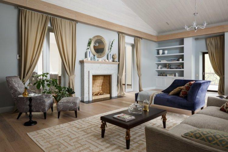 Дизайн гостиной в мансарде - фото