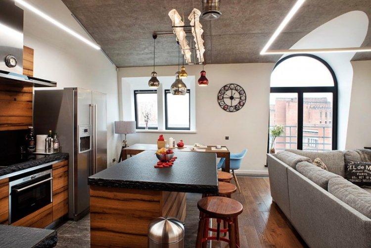 Дизайн кухни в мансарде - фото