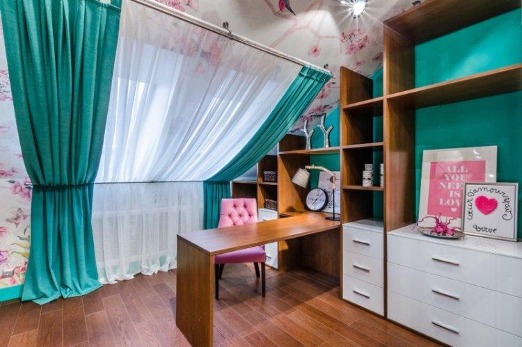 Дизайн кабинета в мансарде - фото