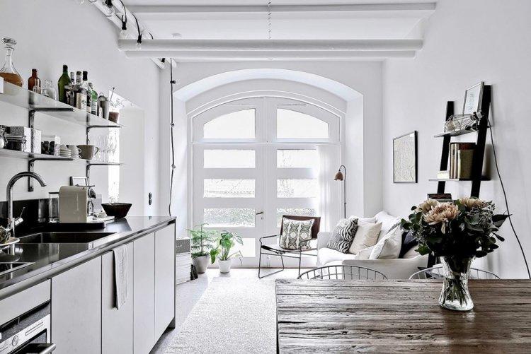 Контрасты и зеркала на 33 кв.м. в Гетеборге - Дизайн однокомнатной квартиры 33 кв.м.