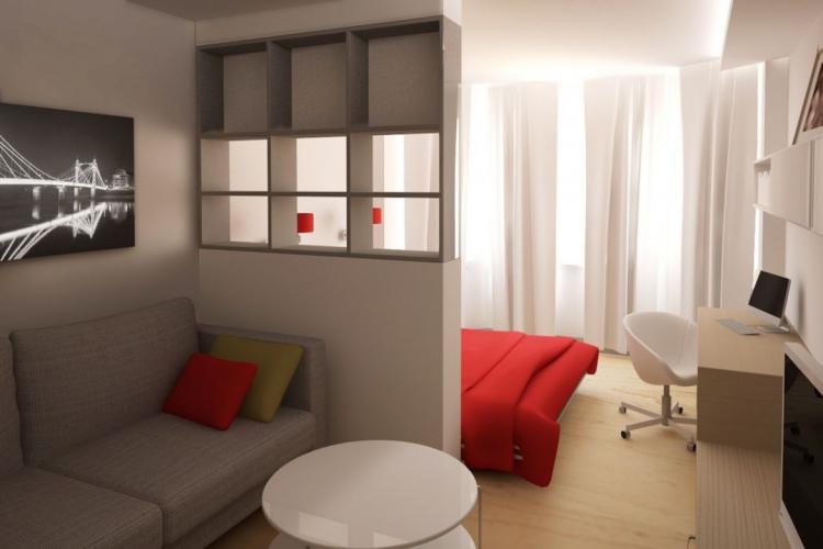 Статичные перегородки - Зонирование однокомнатной квартиры 40 кв.м.